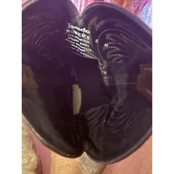 LAREDO Western Cowboy Boots Womens 8 Brown Leather Embroidered Pull On - Picture 6 of 7